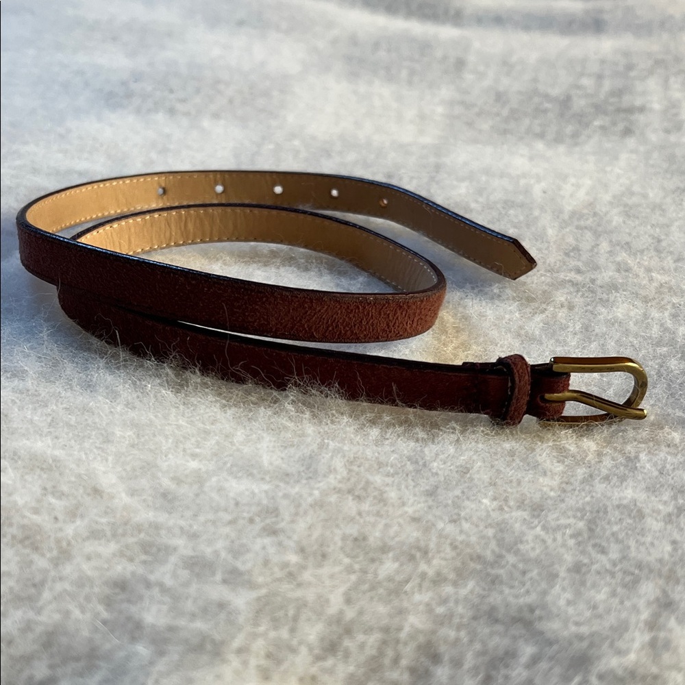 American Apparel Slim Suede Belt in Burgundy - Size 28 / XS